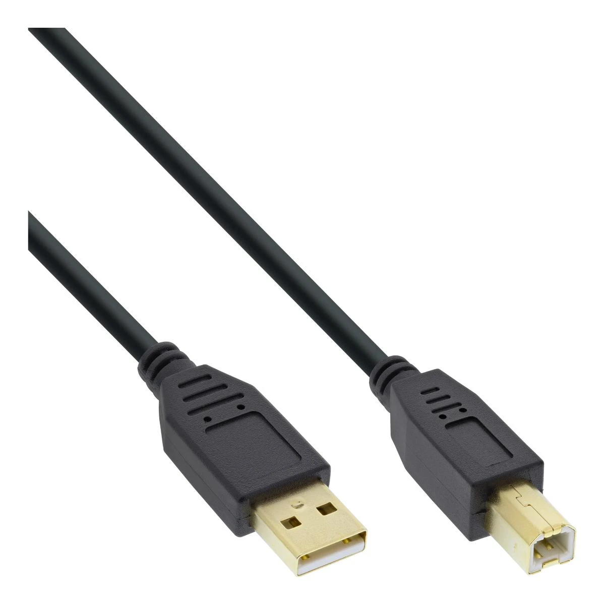 InLine USB 2.0 Cable, A to B, auksinis-plated, juodas – 1m