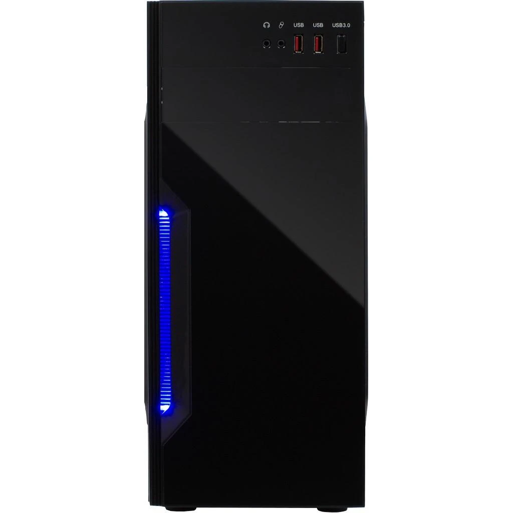 Chassis INTER-TECH B-42 Juodas Midi Tower, ATX, 2xUSB2.0, Mėlyna LED strip, PSU optional