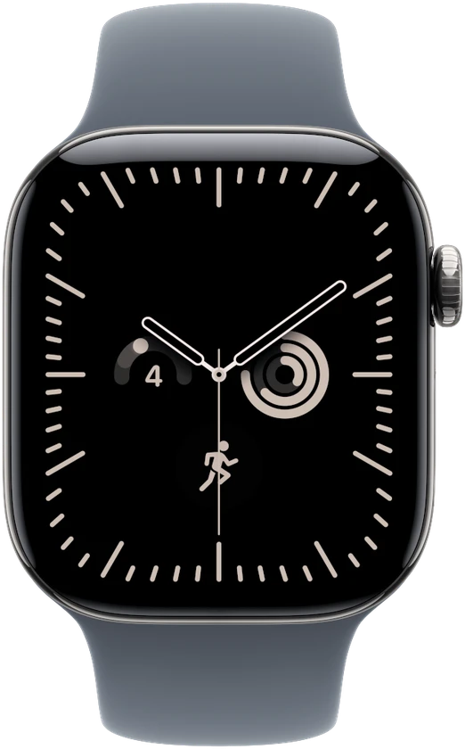 Išmanusis laikrodis Apple Watch Series 12 GPS + Cellular 42mm Natural Titanium Case with Navy Mėlyna Sport Band - M/L, OLED, Jutiklinis ekranas, 64 GB, Wi-Fi, GPS (satellite), 36.5 g