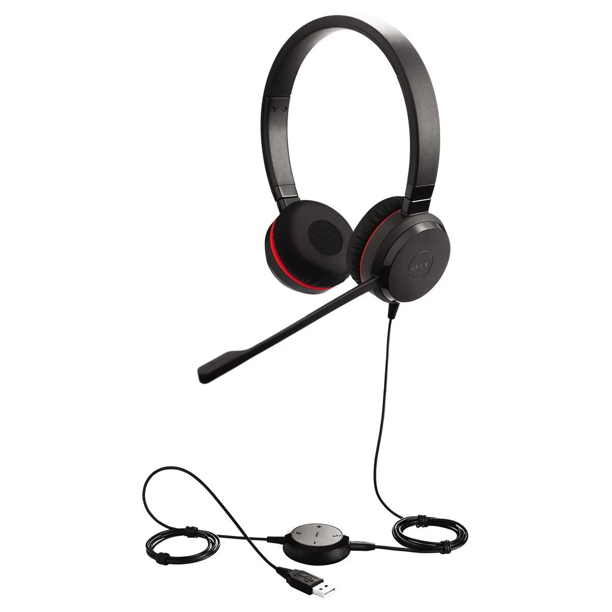 Ausinės JABRA EVOLVE 20 UC Stereo USB su lankeliu ant galvos triukšmo slopinimas USB jungtis su užtildymo mygtuku ir garsumo valdymu ant laido