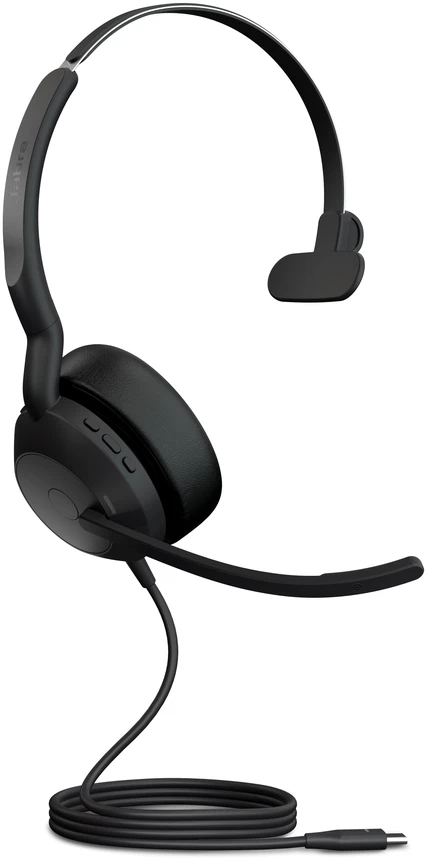 „Jabra Evolve2 50 Mono Bluetooth“ ausinės, 4 mikrofonai, USB-C prievadas, sertifikuotas „MS Teams“, aktyvus triukšmo slopinimas