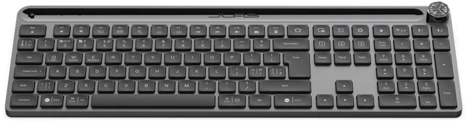 Jlab Epic Klaviatūra - DE-išdėstymas - Juodas Verbindung über Bluetooth oder USB Dongle, Beleuchtete Tasten, Schnelltasten und Medienknopf