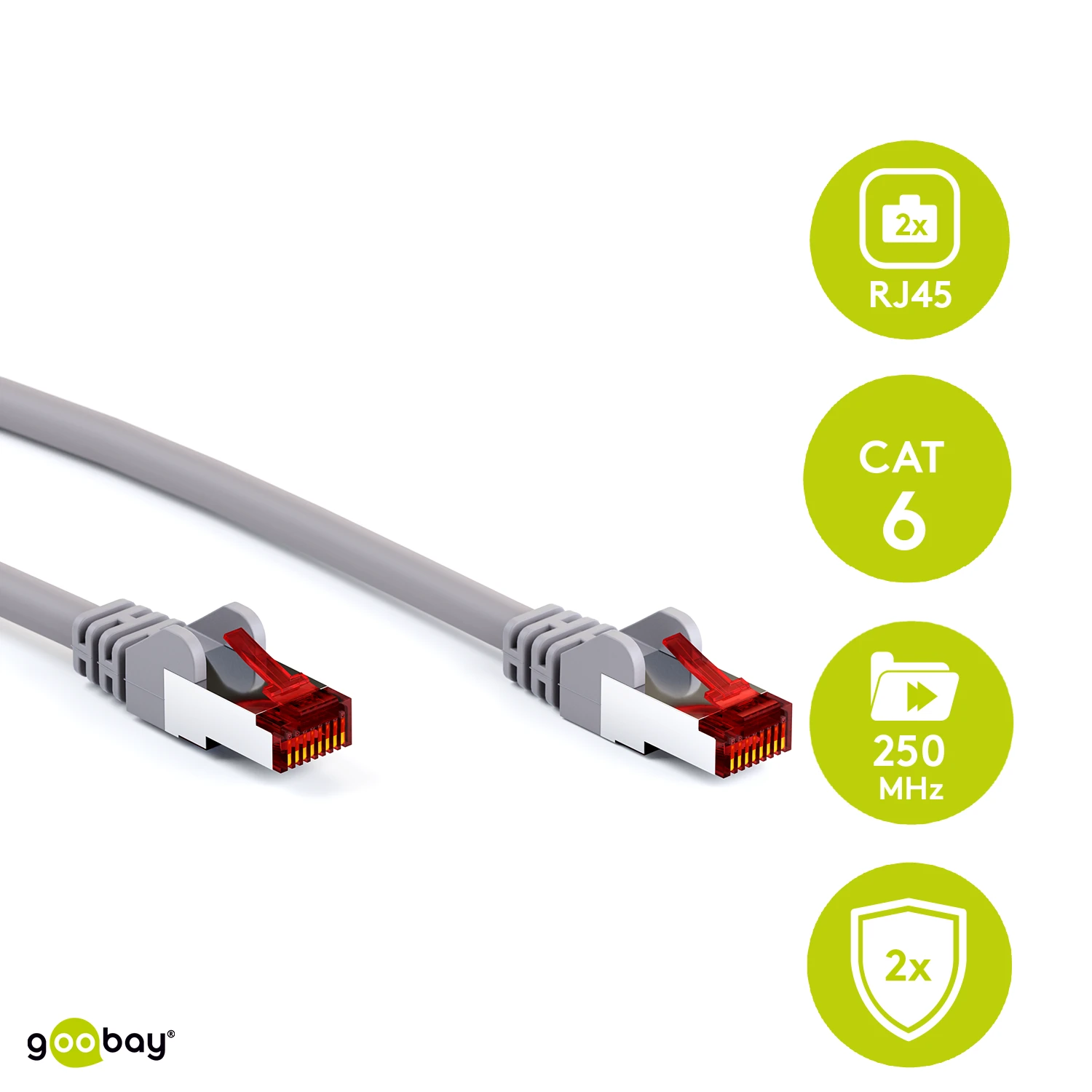 Goobay GB CAT6 VERKKOKAAPELI, S/FTP, Pilkas, 15M, LSZH