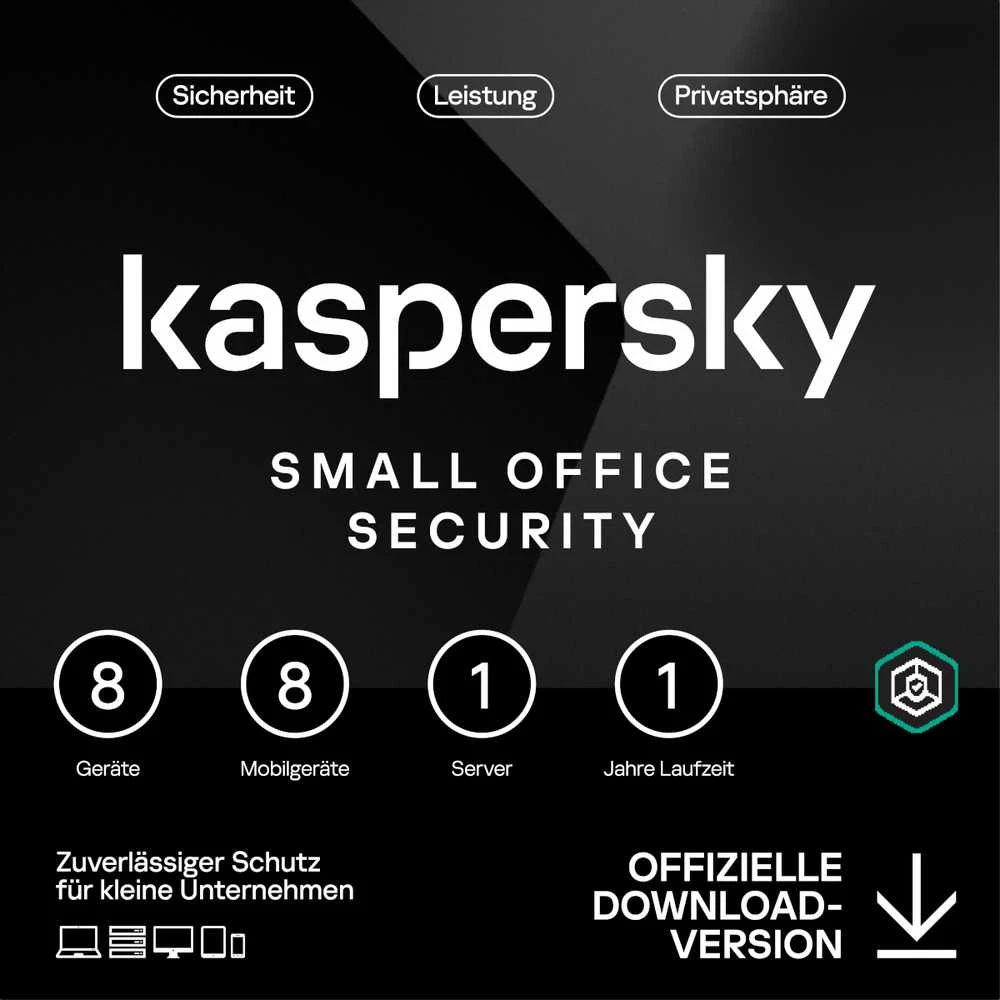 Kaspersky Small Office Security [8 Geräte - 1 Jahr] Base 8 Geräte + 8 Mobilgeräte + 1 Dateiserver - 1 Jahr