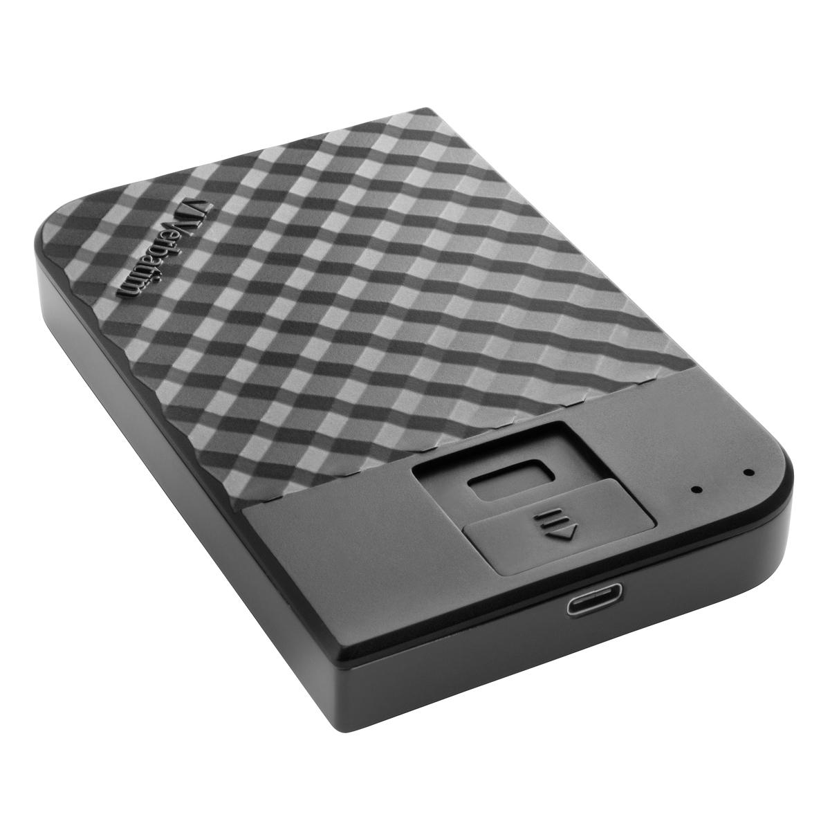 Kietasis diskas Išorinis standusis diskas Verbatim Fingerprint Secure, 2TB, USB Type-C 3.2 Gen 1 (3.1 Gen 1), juodas