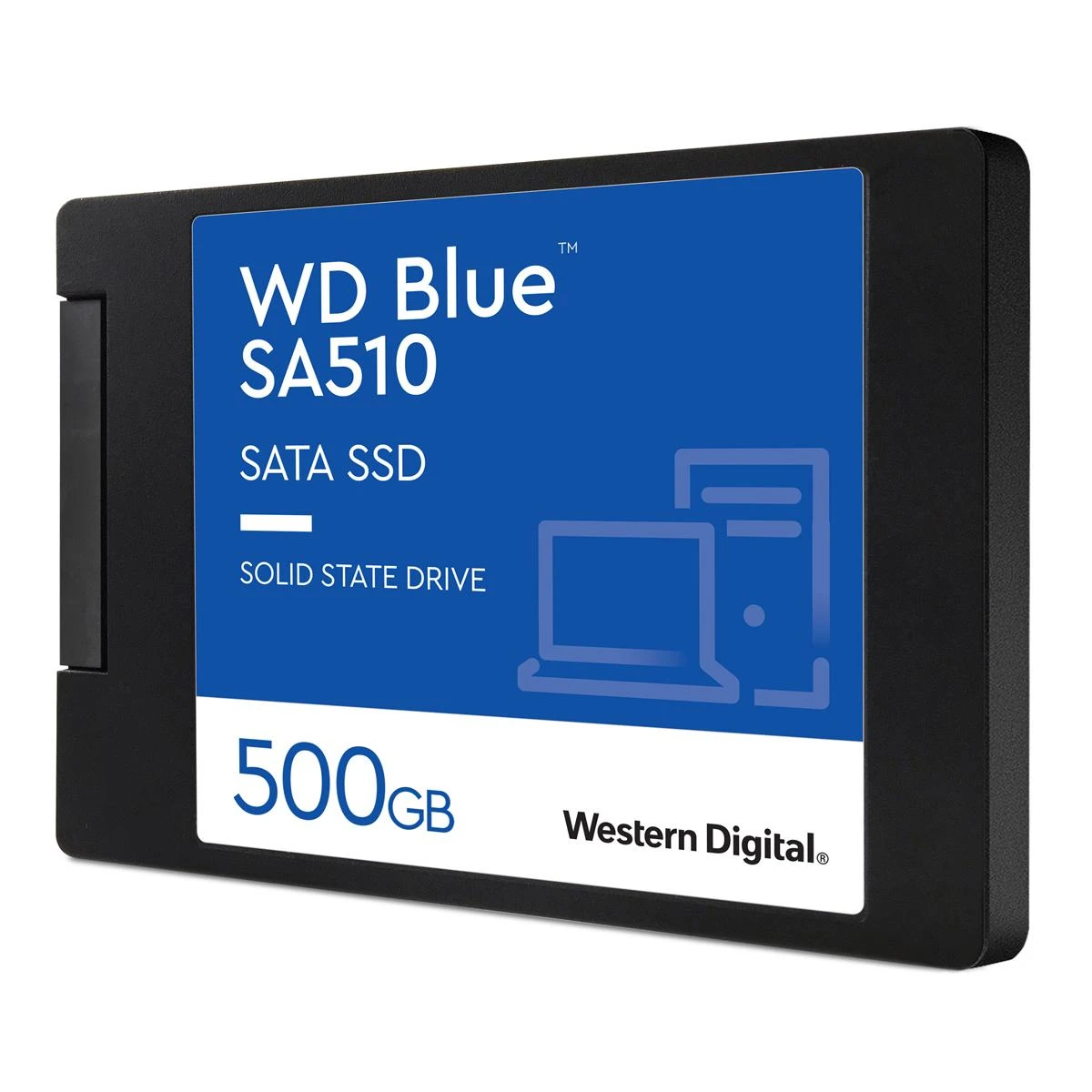WD Mėlyna SA510 SSD 500GB SATA III 6Gb/s korpuse, 2.5" 7mm vidinėje dalyje, vienoje pakuotėje, maitinamas „SANDISK“