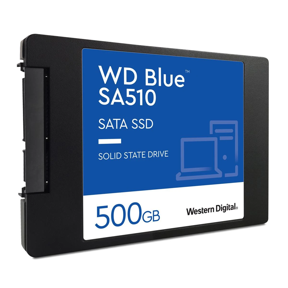 WD Mėlyna SA510 SSD 500GB SATA III 6Gb/s korpuse, 2.5" 7mm vidinėje dalyje, vienoje pakuotėje, maitinamas „SANDISK“