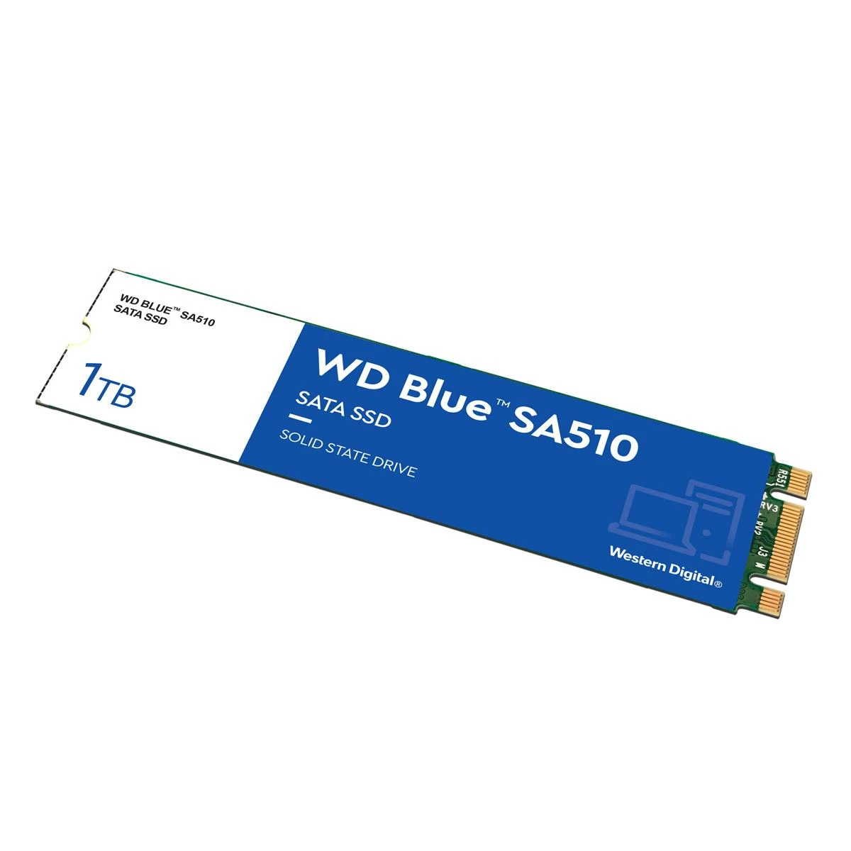 WD Mėlyna SA510 SSD 1 TB M.2 2280 SATA III 6 Gb/s vidinis, vienos pakuotės, maitinamas „SANDISK“