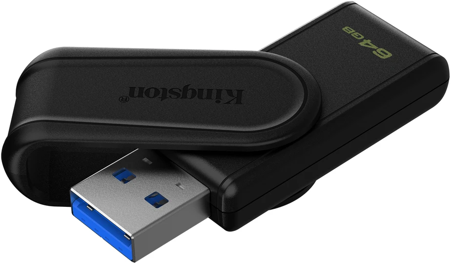 KINGSTON 64GB Portable USB 3.2 Gen 1 DataTraveler Exodia S Juodas/Juodas