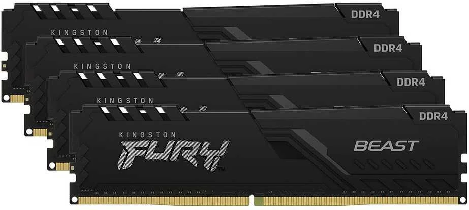RAM KINGSTON 128GB 3200MHz DDR4 CL16 DIMM rinkinys iš 4 FURY Beast Juodas