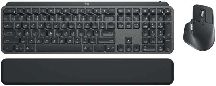 Logitech MX Keys Combo verslui Gen 2 Belaidė klaviatūra ir pelė + Atrama riešui, DE, Graphite
