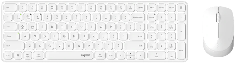 Klaviatūra Rapoo Kabelloses ultraflaches Multi-Mode-Deskset "9310M", baltas 2,4 GHz, Bluetooth 4.0, Bluetooth 5.0, Nano-USB-Empfänger & Aufbewahrungsfach, Bis zu 1