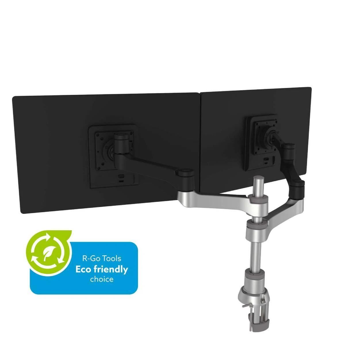 Laikiklis R-Go Tools R-Go Monitorarm 0"-32" 2TFT Max.9KG Caparo 4 Gasfeder sidabrinis
