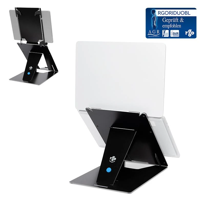 R Go Tools R-Go nešiojamojo kompiuterio ir planšetinio kompiuterio stovas, 10–22 colių, maks. 5kg, juodas, mažmeninės prekybos produktas