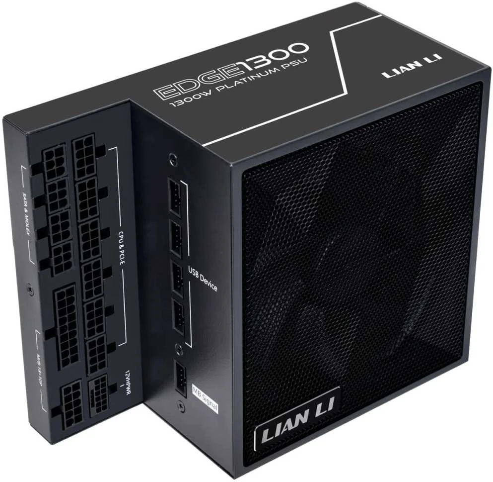 Lian Li EDGE EG1300 80 PLUS Platinum PSU, PCIe 5.1, ATX 3.1 – 1300 Watt, juodos spalvos