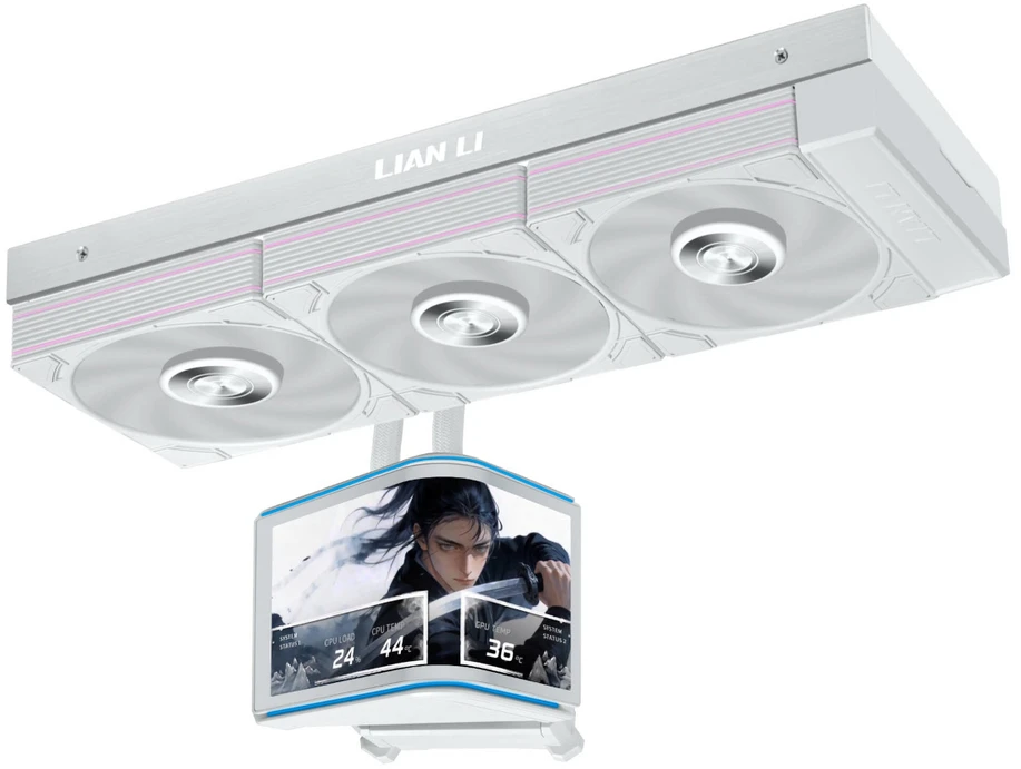 Lian Li HydroShift II OLED Curved 360 UNI FAN P28 AiO Vanduo Cooling, 360 mm, OLED Ekranas, P28 Fan & Baltas