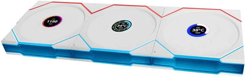 Lian Li UNI FAN TL Wireless LCD korpuso ventiliatorius, ARGB, PWM, 3er-Pack su valdikliu- 120 mm, baltos spalvos