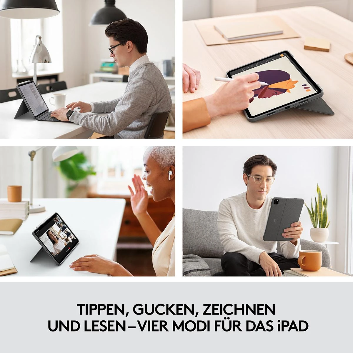 Logitech 920-010142 mobiliojo įrenginio klaviatūra QWERTZ Vokiečių Smart Connector Pilka