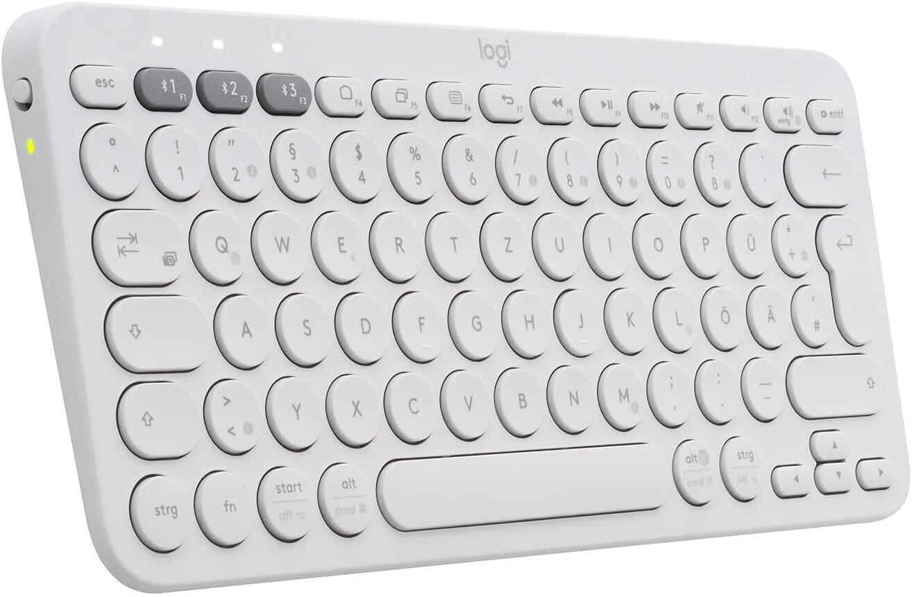 Belaidė Multi-Device Bluetooth Klaviatūra Logitech K380, DE išdėstymas, Balta