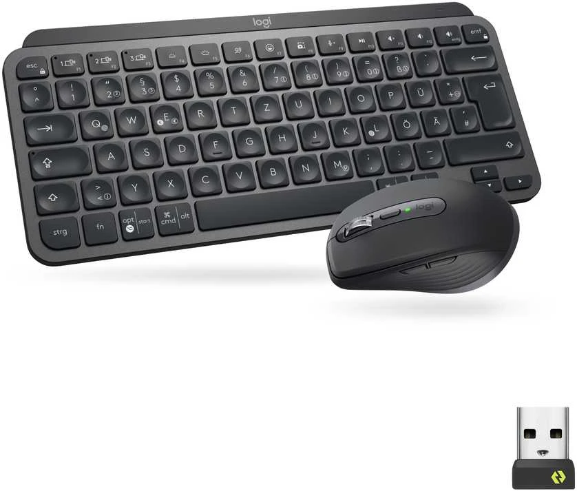 Belaidės klaviatūros ir pelės rinkinys Logitech MX Keys Mini, QWERTZ, Juodos spalvos (920-011054)