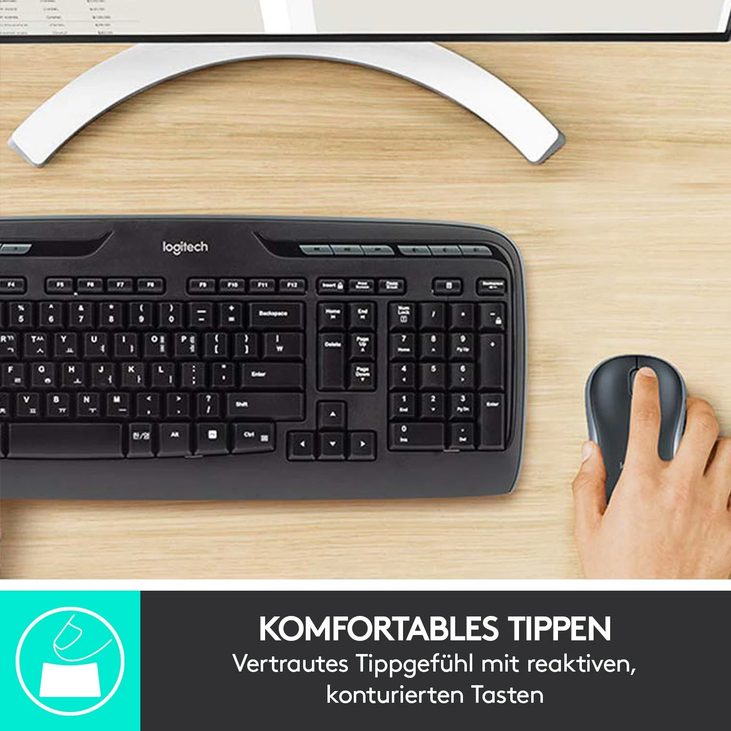 Logitech MK330 klaviatūra Radijo dažnio belaidė QWERTZ Vokiečių Juoda