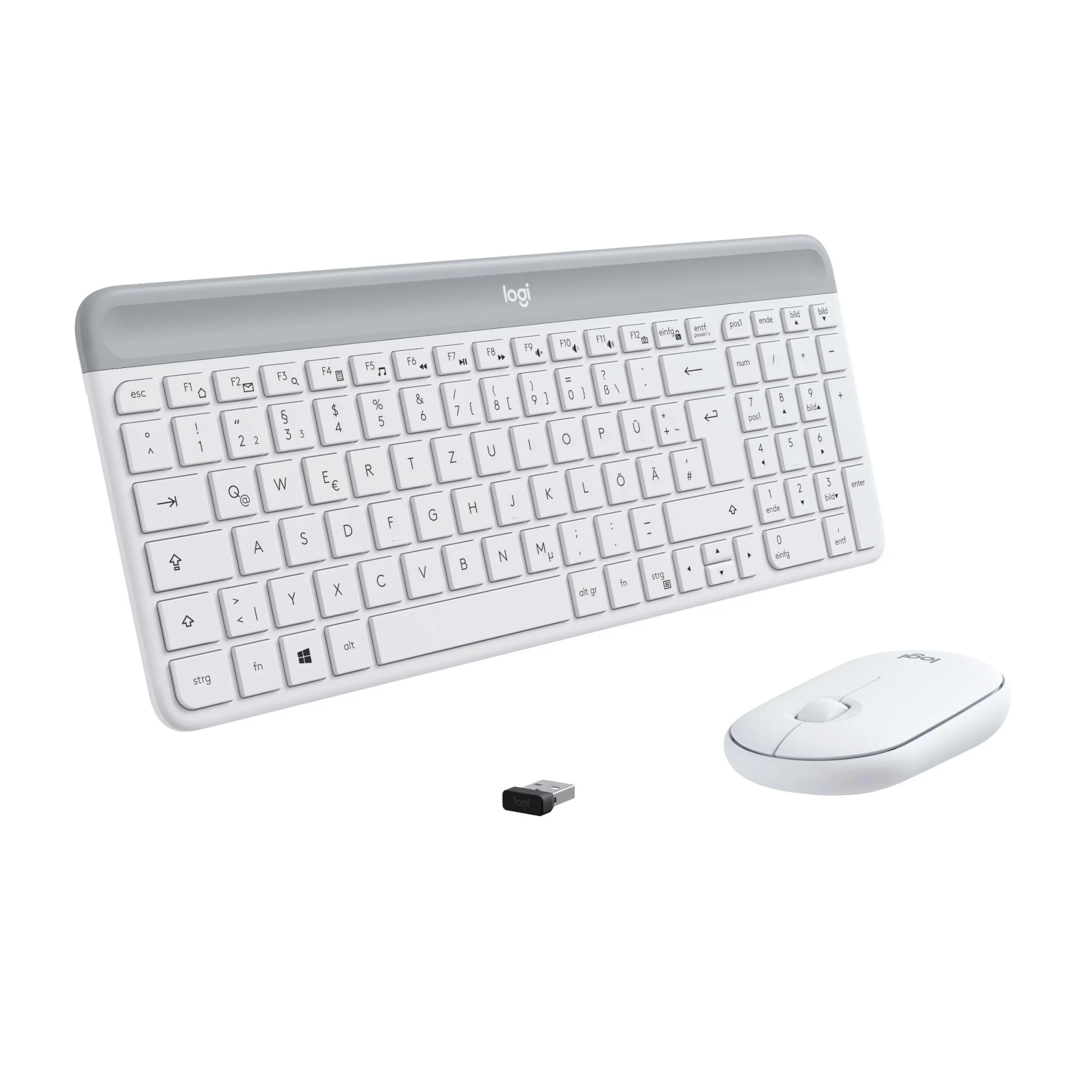Logitech MK470 Slim Wireless Combo, belaidė klaviatūra ir pelė, DE išdėstymas, Balta