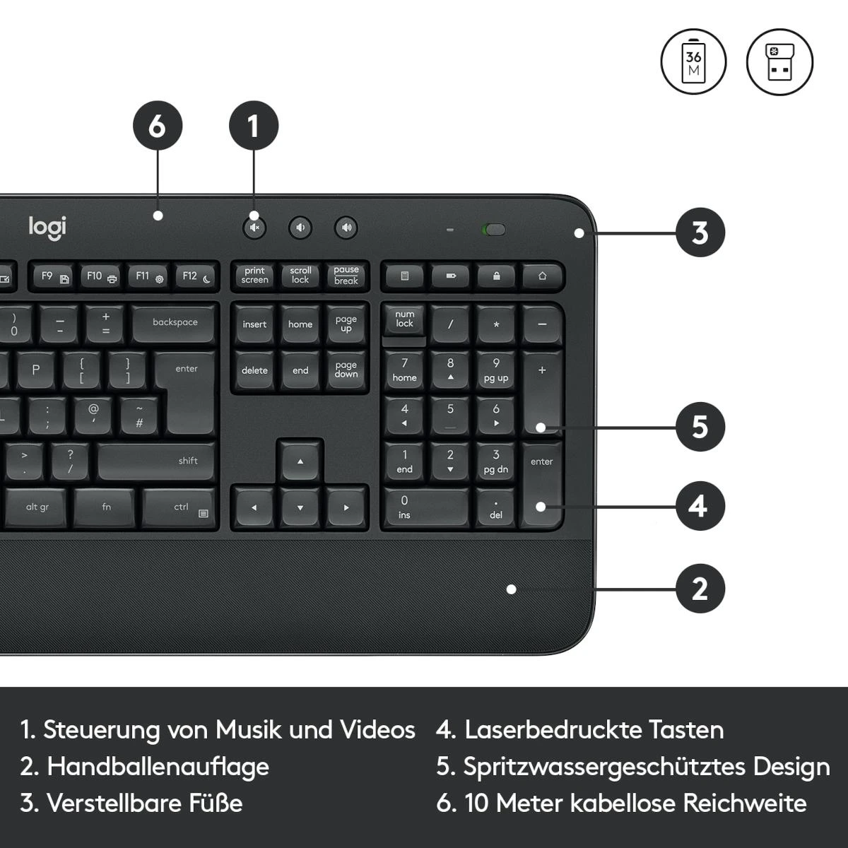 Pažangi klaviatūra su pele Logitech MK545 Advanced, DE išdėstymas