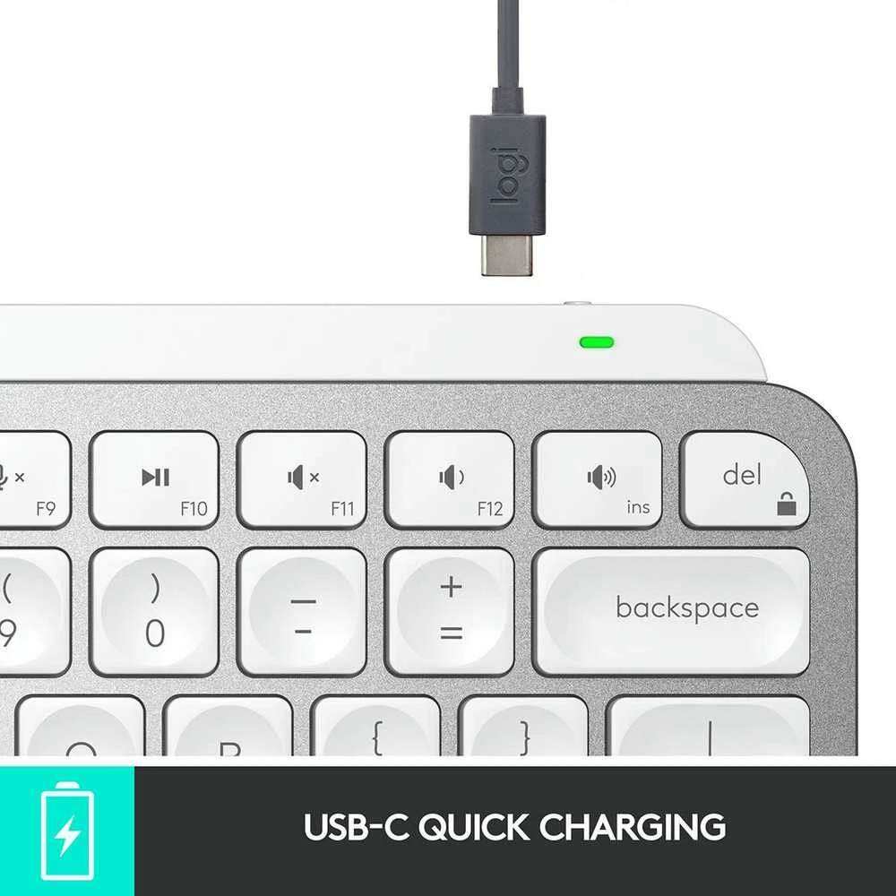 Minimalistinė Belaidė Klaviatūra su apašvietimu Logitech MX Keys Mini, Pilkos spalvos, Vokiečių (Qwertz) išdėstymas