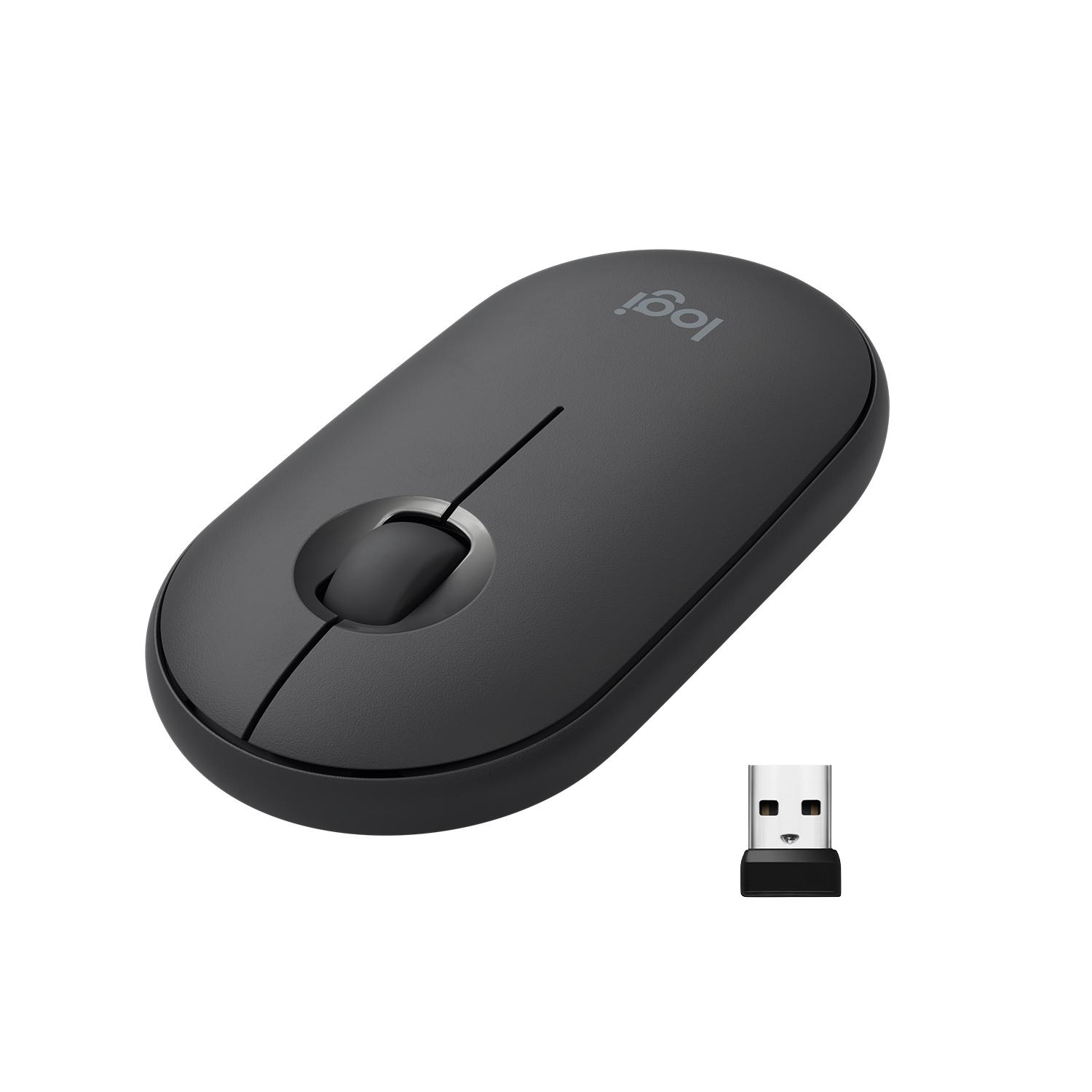 Minimalistinė moderni ir tyli belaidė pelė Logitech Pebble M350, Grafito spalvos