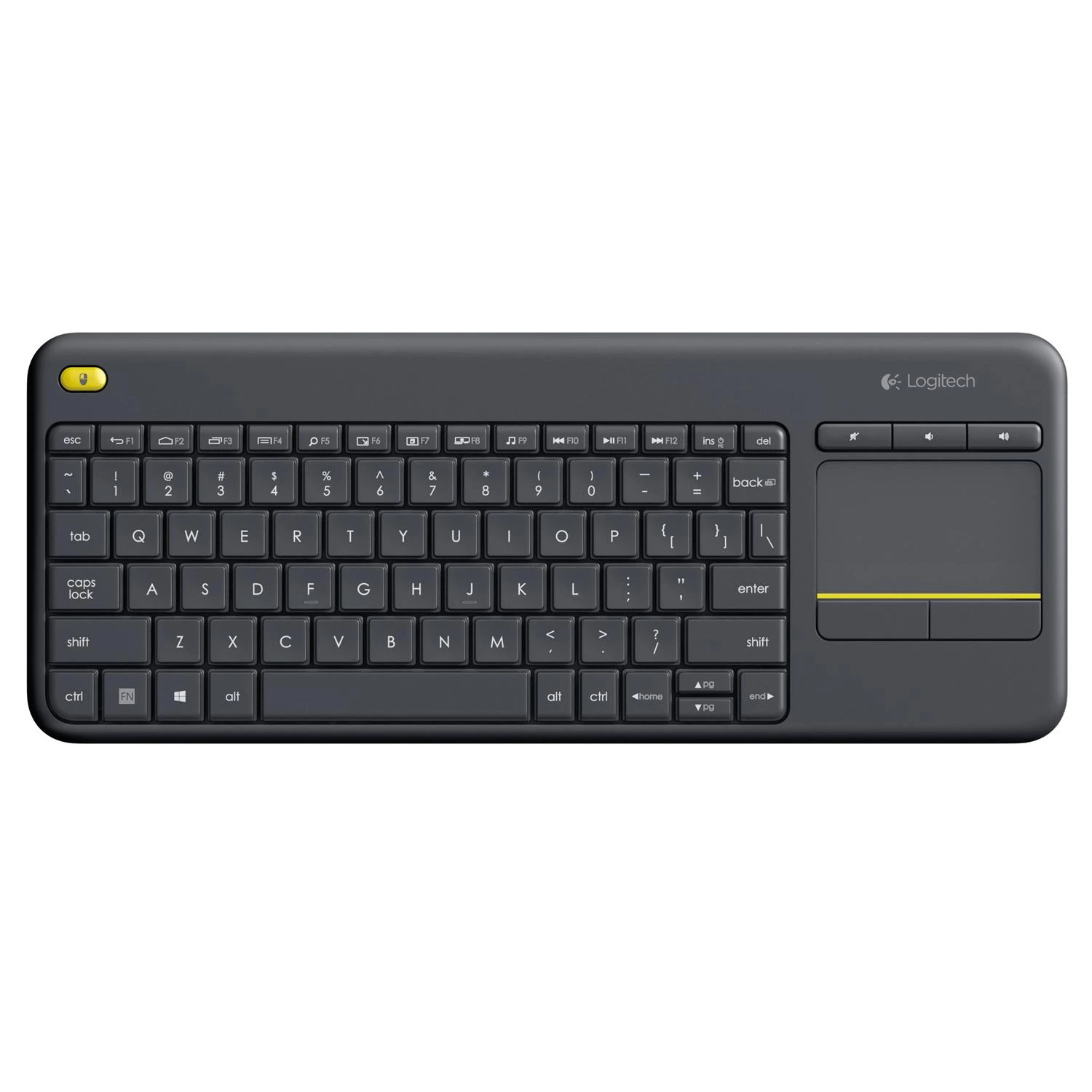 Belaidė klaviatūra Logitech K400 Plus su jutikliniu kilimėliu, DE išdėstymas, Juoda