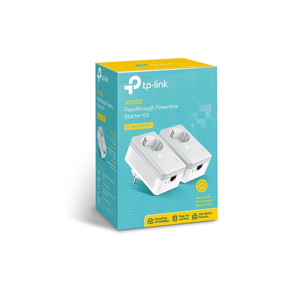 TP-LINK AV500+ maitinimo tinklo rinkinys su kintamosios srovės pralaidumu, 500 Mbps maitinimo tinklo greitis, 1 prievado greitasis Ethernet, „Homeplug AV“, „Žalias Powerline“, kištukas