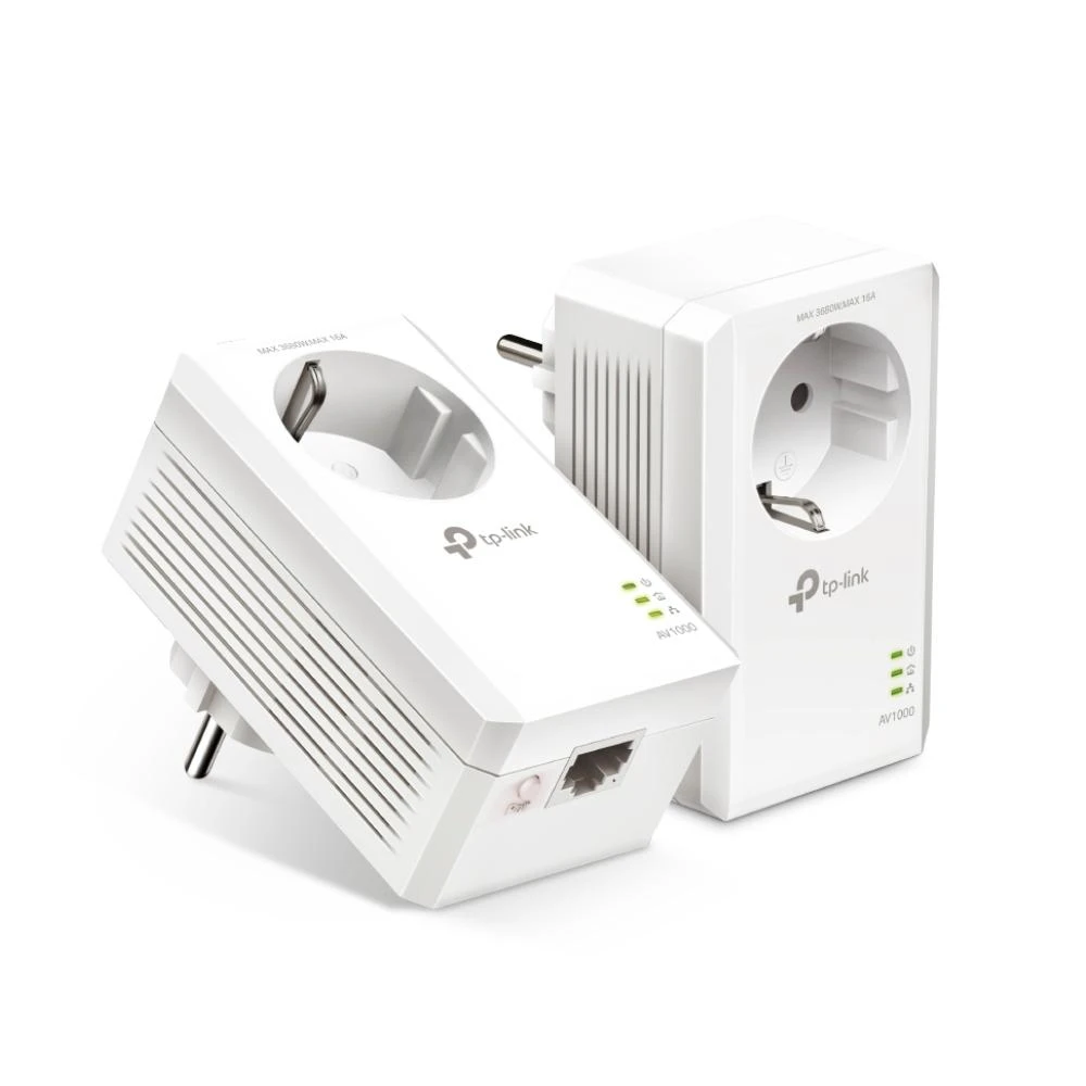 Šakotuvas TP-Link AV1000 Gigabit Powerline Set mit Steckdosen 2x Adapteris, bis zu 1.000 Mbit/s, Homeplug AV2, 1x Gigabit Ethernet