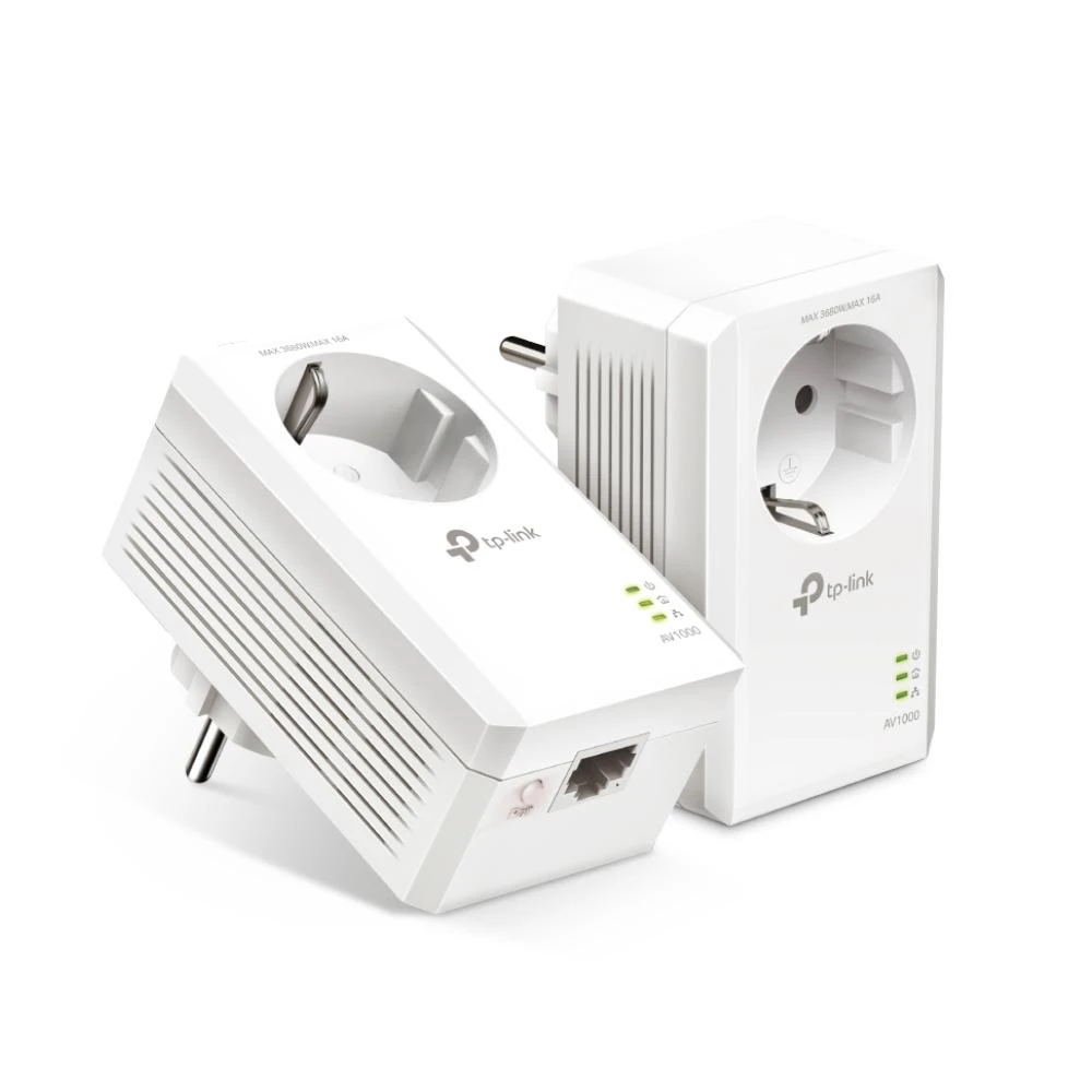 Šakotuvas TP-Link AV1000 Gigabit Powerline Set mit Steckdosen 2x Adapteris, bis zu 1.000 Mbit/s, Homeplug AV2, 1x Gigabit Ethernet