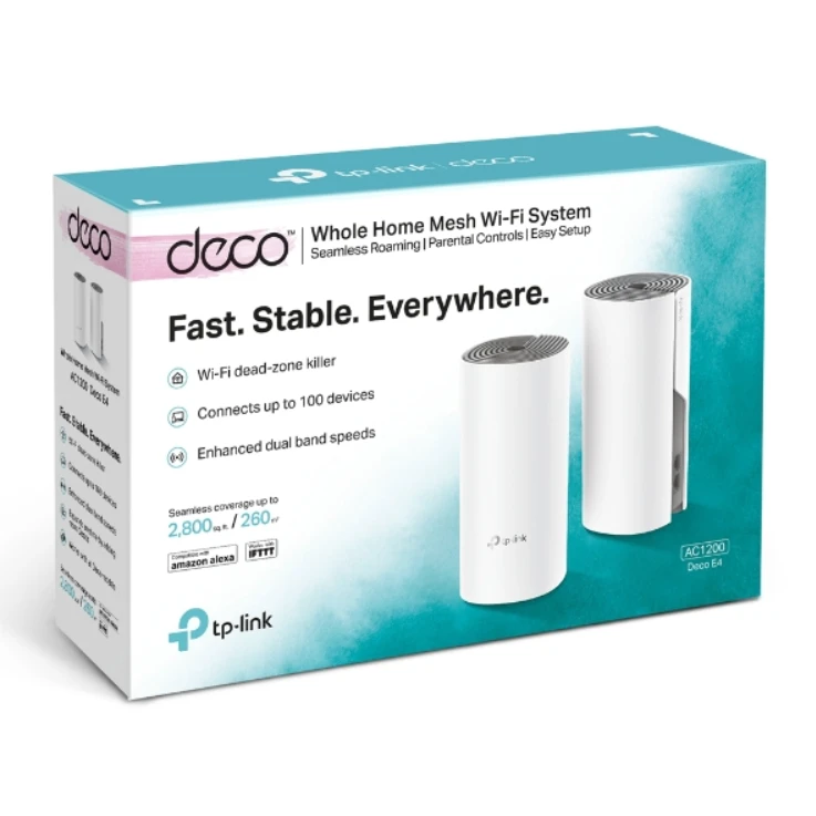 TP-LINK AC1200 viso namų tinklinio tinklo „Wi-Fi“ sistema „Qualcomm CPU 867 Mops“ 5 GHz + 300 „Mops“ 2,4 GHz 2 10/100 Mbps prievadai 2 vidinės antenos