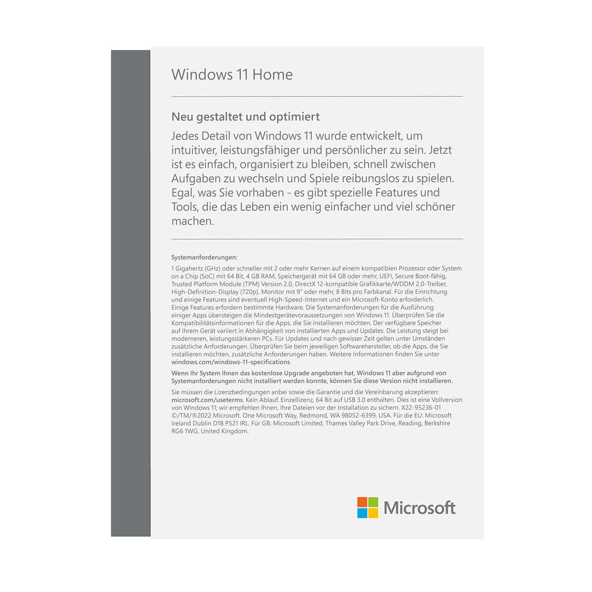 Microsoft „Windows 11 Home“ – 64 bitų, 1 vnt. DVD, vokiečių kalba