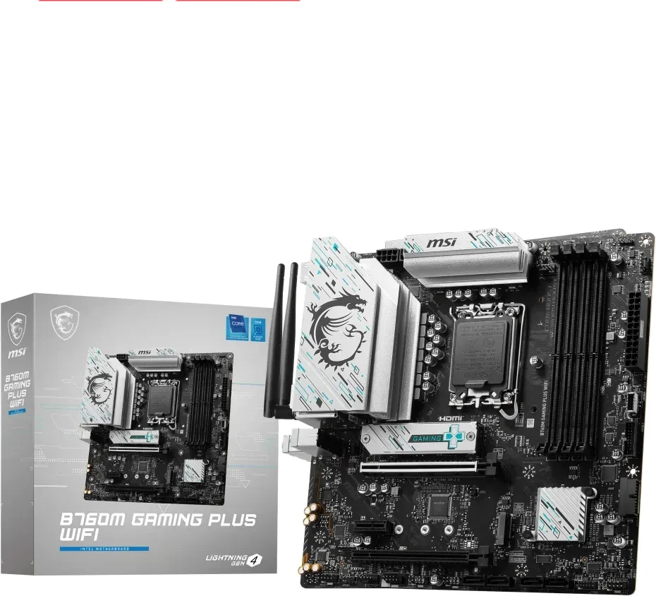 Pagrindinė plokštė MSI | B760M GAMING PLUS WIFI | Procesorių šeima Intel | Procesoriaus lizdas LGA1700 | DDR5 | Palaikomos standžiojo disko sąsajos SATA, M.2 | SATA jungčių skaičius 4