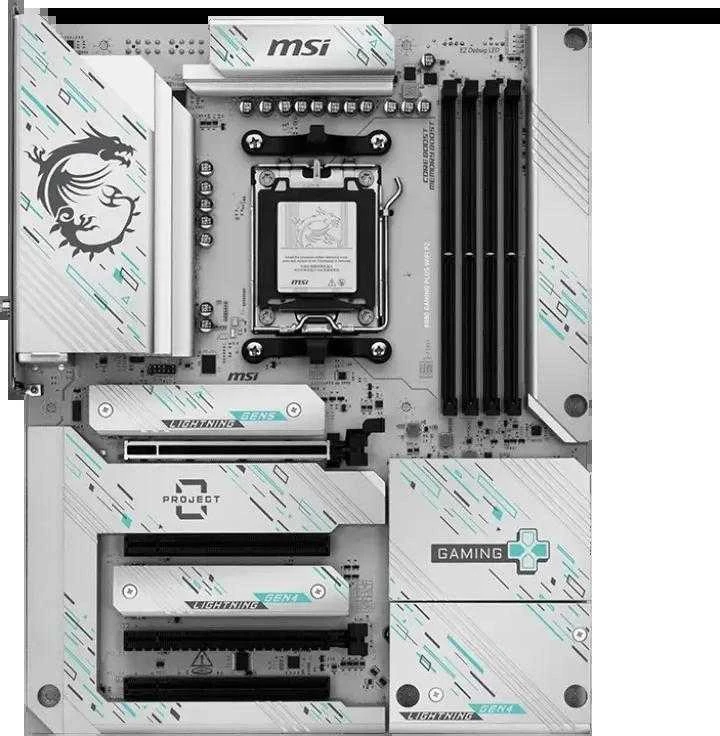 Pagrindinė plokštė MSI B850 GAMING PLUS WIFI PZ | Procesorių šeima AMD B850 | Procesoriaus lizdas AM5 | DDR5 | Palaikomos standžiojo disko sąsajos SATA, M.2 | SATA jungčių skaičius 4