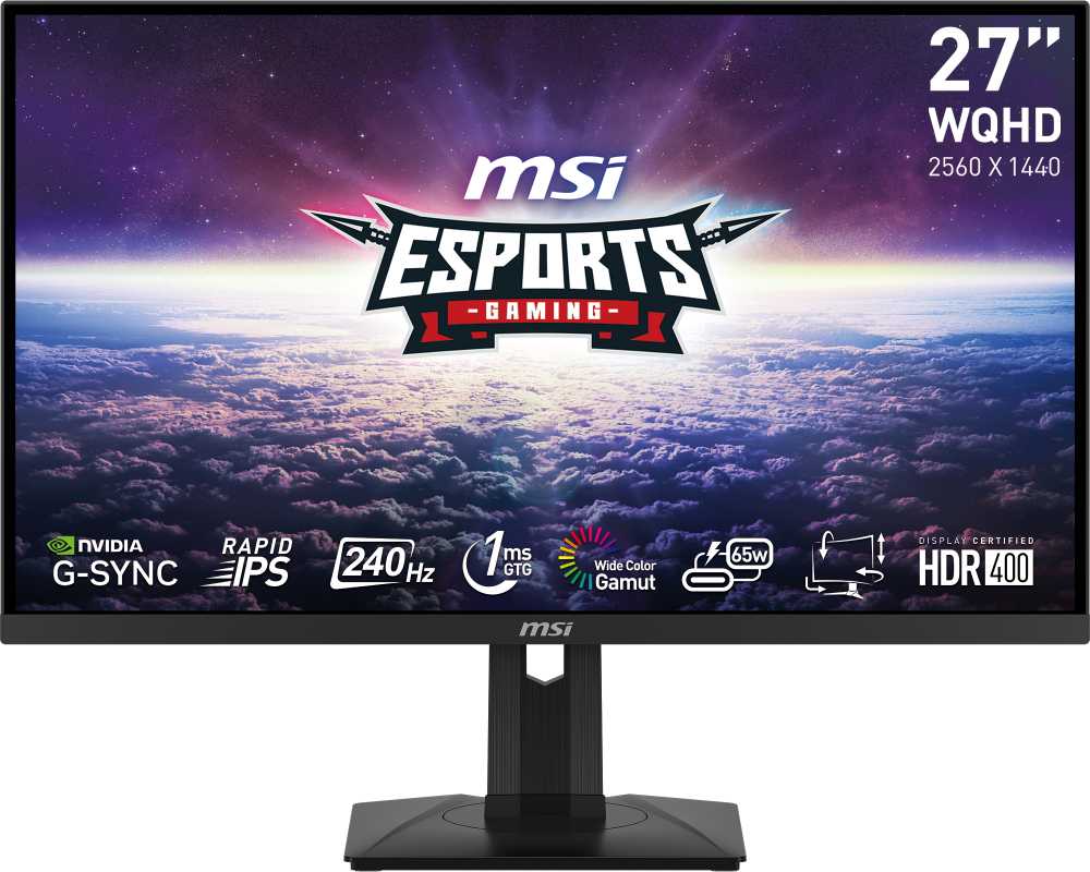 Monitorius MSI G274QPXDE, 68,8 (27") 240 Hz, suderinamas su G-SYNC, IPS - DP, 2x HDMI