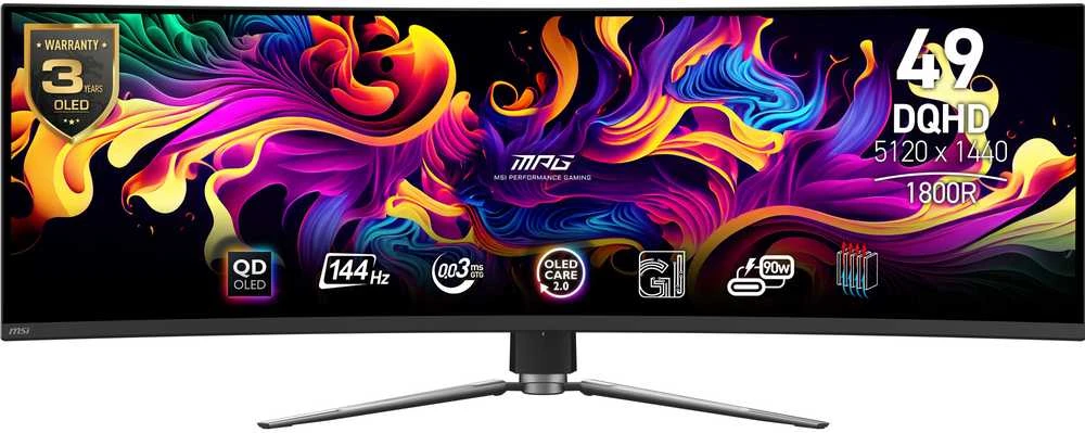 Monitorius MSI MPG 491CQPDE 49" QD-OLED Curved Gaming Ekranas, DQHD 5120x1440, 144Hz, 0.03ms, HDMI 2.1