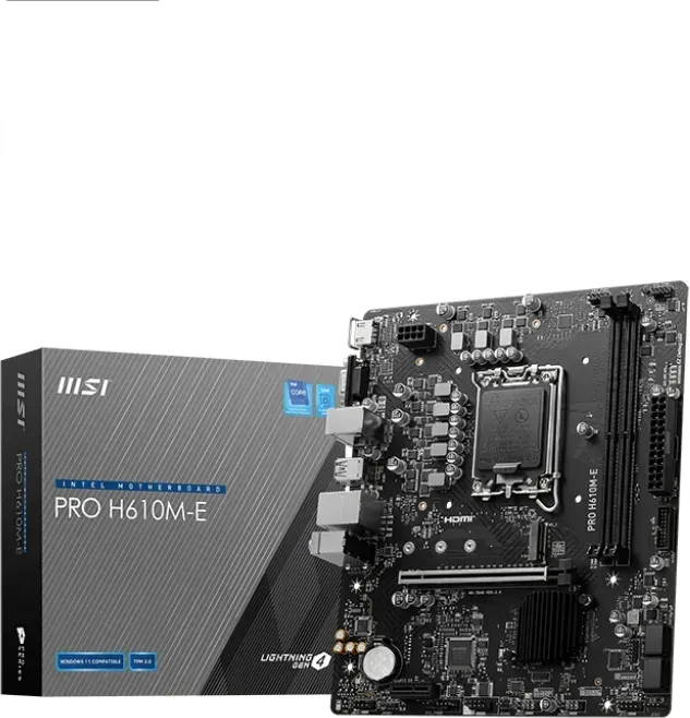 Pagrindinė plokštė MSI PRO H610M-E Intel H610 LGA1700 2XDDR5 VGA HDMI Matx