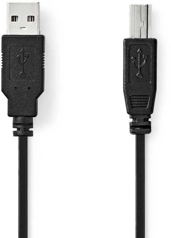 Nedis 2m USB 2.0 kabelis, juodas [A tipo kištukas -> B tipo kištukas]