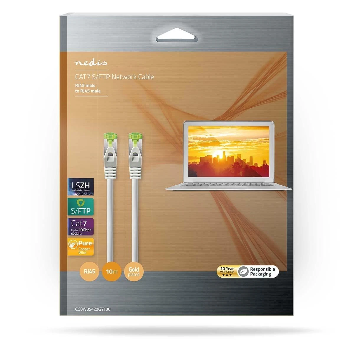 Nedis Cat 7 kabelis | S/FTP | RJ45 jungtis | RJ45 jungtis | 10,0 m | Apvalus | LSZH | Pilka | Pakuotė su peržiūros langeliu