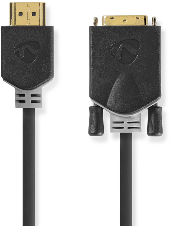 Nedis HDMI™ kabelis | HDMI™ jungtis | DVI-D 24+1 kontaktų jungtis 1080p | Paauksuotas | 2,00m | Tiesus | PVC | Antracitas | Pakuotė su langu ir Eu