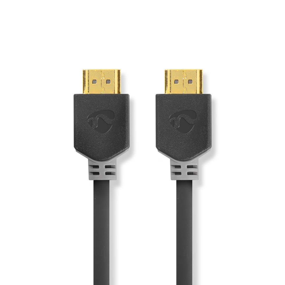 Nedis High Speed HDMI™ Kabelis mit Ethernet | HDMI™ Stecker | 4K@60Hz | 18 Gbps | 7.50 m | rund | PVC | Anthrazit | Verpackung mit Sichtfenster