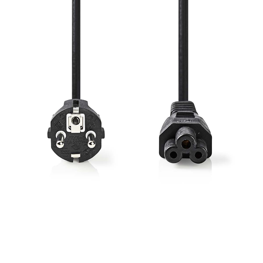 Nedis Stromkabel | Schutzkontaktstecker | IEC-320-C5 - Gerade | Gerade | Vernickelt | 2.00 m | Rund | PVC | Juodas | Label