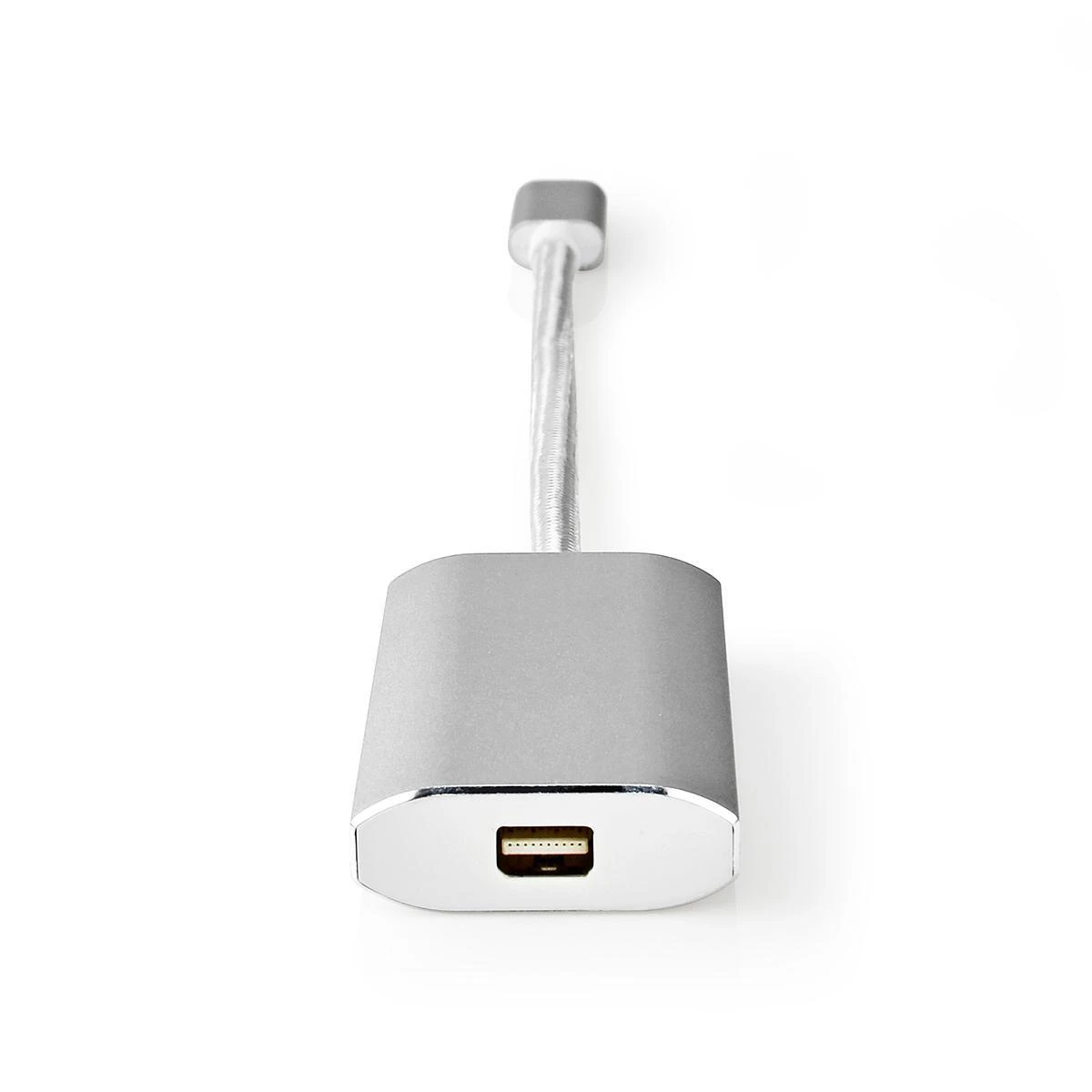 Sidabrinis USB-C į Mini DisplayPort adapteris, priekinis vaizdas