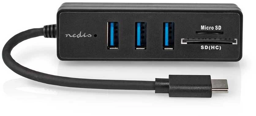 HUB USB Nedis CCGB64250BK01 doko stotelė Przewodowa USB Type-C Juodas