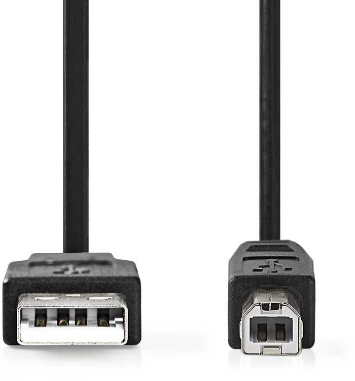 NEDIS USB-Kabelis | USB 2.0 | 2.00 m | USB-A Stecker | USB-B Stecker | 480 Mbps | Vernickelt | rund | PVC | Juodas | Box