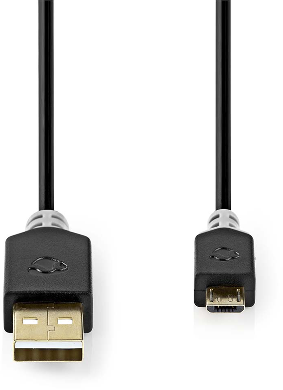 Nedis USB laidas | USB 2.0 | USB-A vyrelis | USB Micro-B jungtis | 480Mbps | Paauksuotas | 1,00 m | apvalus | PVC | Antracitas | Pakuotė su peržiūros langeliu