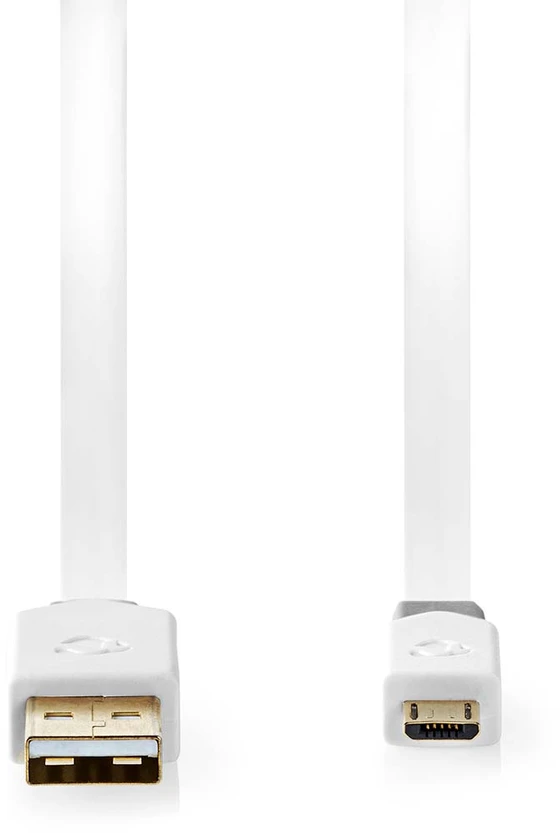 Nedis USB laidas | USB 2.0 | USB-A vyrelis | USB Micro-B jungtis | 480Mbps | Paauksuotas | 1,00 m | butas | PVC | Balta | Pakuotė su peržiūros langeliu
